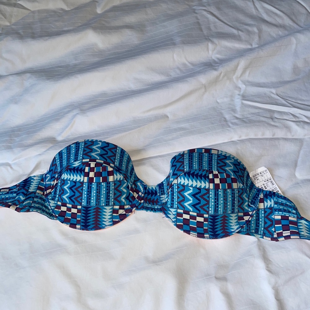 A very cute and soft blue pattern bikini top